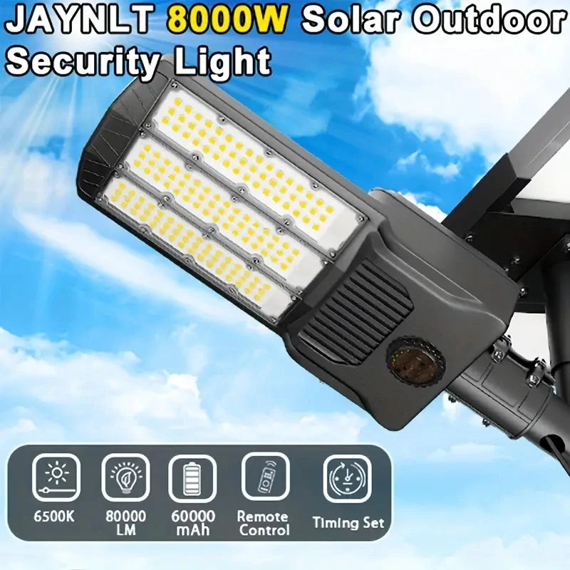 8000W Solar Street Lights 480000LM Commercial Parking Lot Light Dusk to Dawn 6500K Solar Security Flood Lights for Road Garden