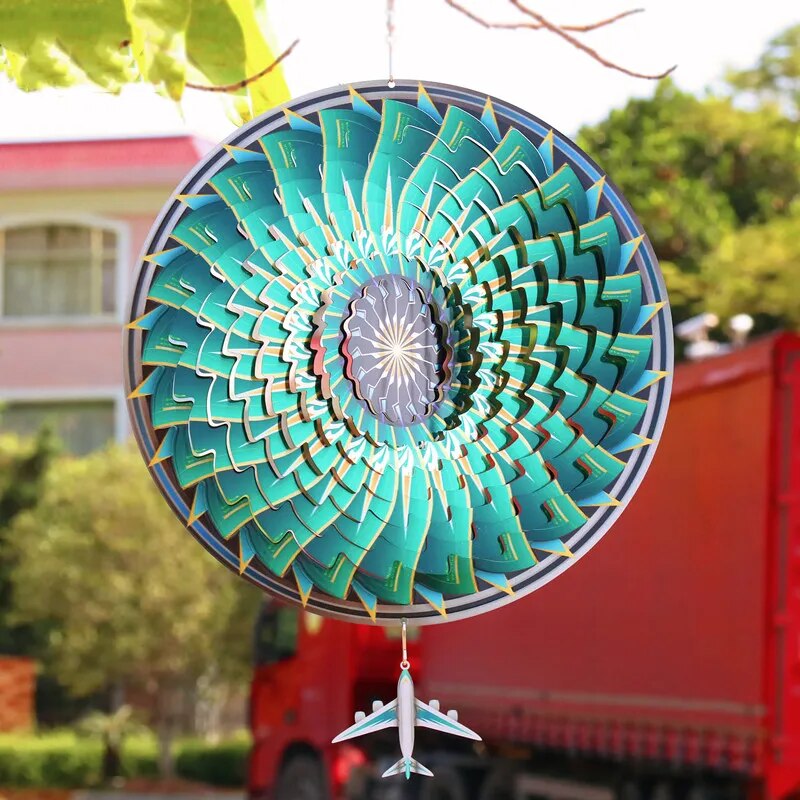 Rainbow Wind Spinner Outdoor Garden Hanging Ornaments Metal Sculpture Kinetic Yard Tunnel Chimes Spinners Home Decoration Gifts