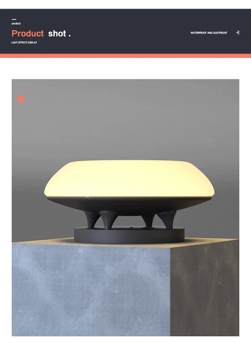 Solar Pillar Lights LED Wall Lamp Outdoor Waterproof Round Model Home Decor Gate Garden Lighting Decor Solar Energy Super Door