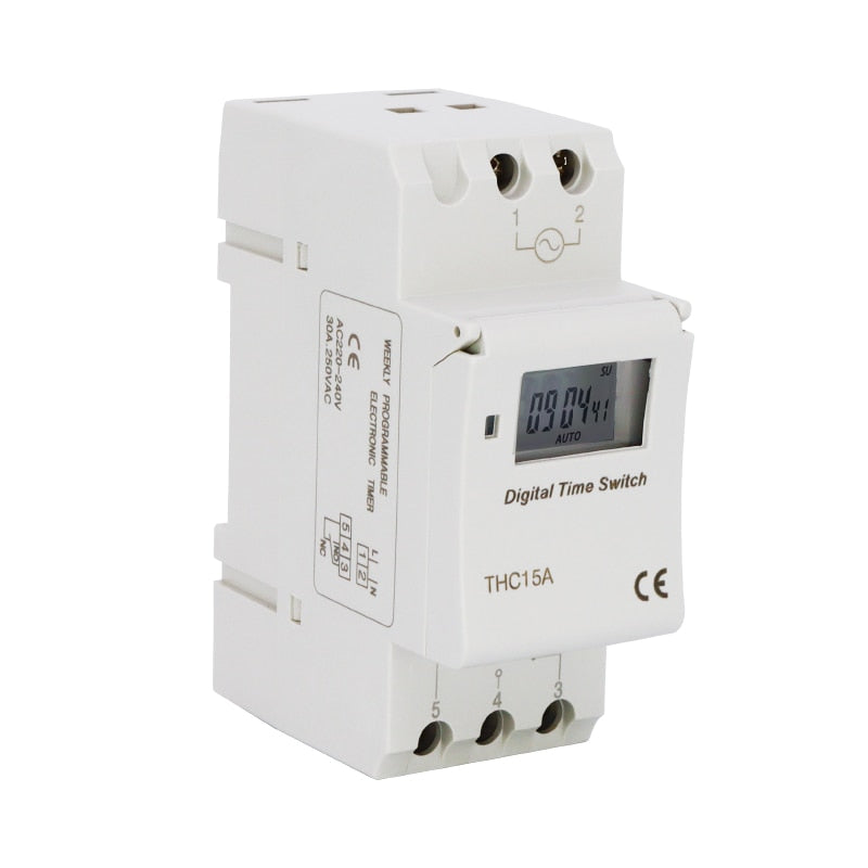 Weekly 7 Days Programmable Digital TIME SWITCH Relay Timer Control DC 12V 24V 15A Din Rail Mount
