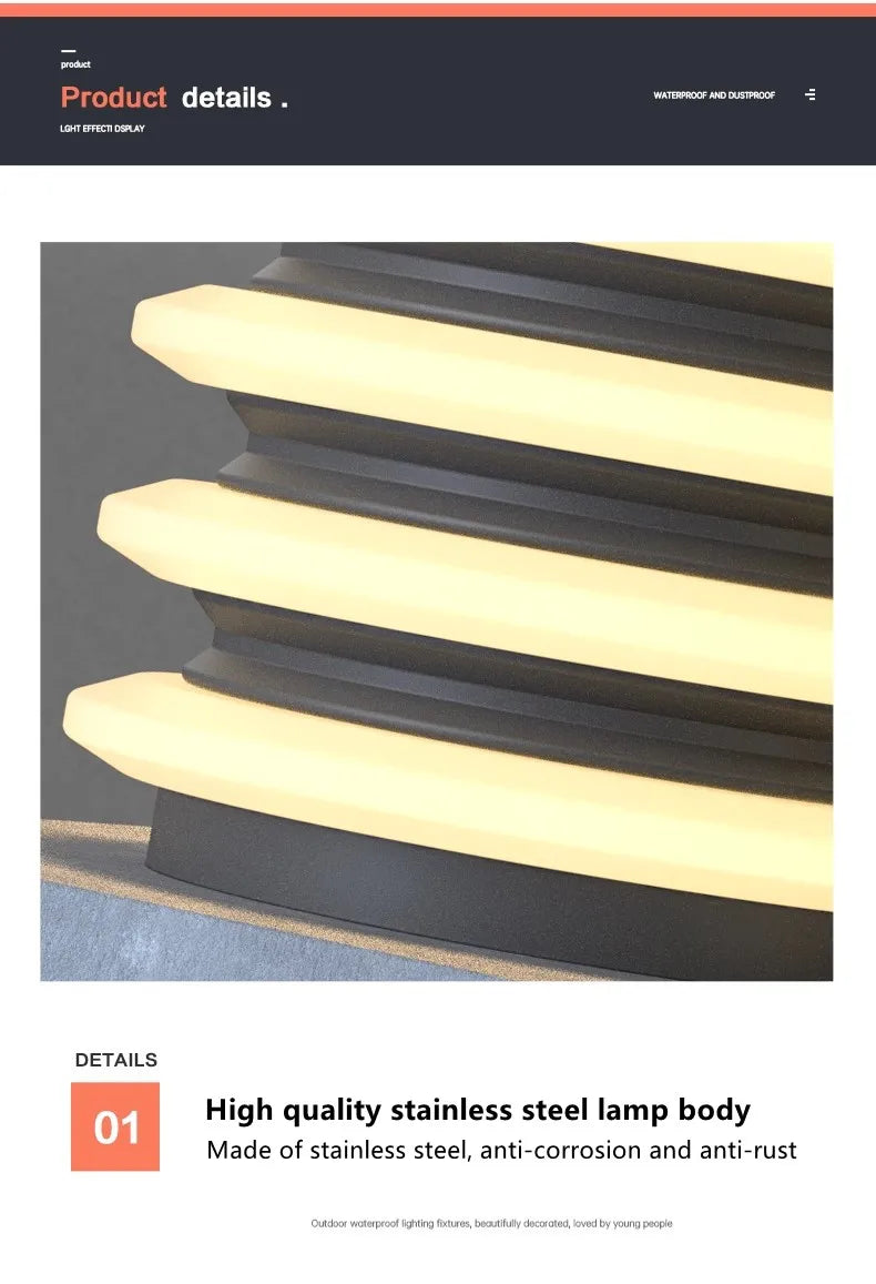 Waterproof Solar Wall Lawn Lamp Solar Column Head Light Outdoor Courtyard Door Pillar Lamp Outdoor Post Light Villa DoorLighting