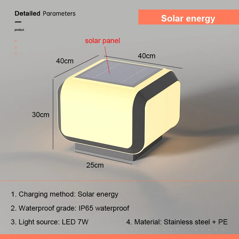 Solar Pillar Lights Outdoor Waterproof LED Wall Lamp Lighting Home Decor Solar Energy Square Lamp Villa Gate Garden Door Fence