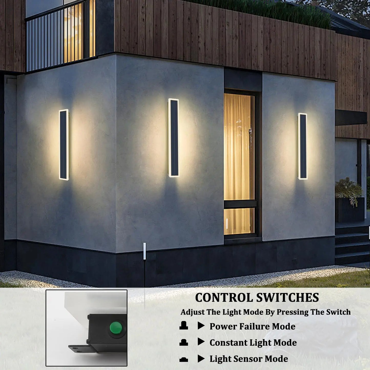 Solar Wall Lights for Outside Door 20W Waterproof  Acrylic Lampshade Modern 100cm Long Solar Wall Lights for Porch Patio