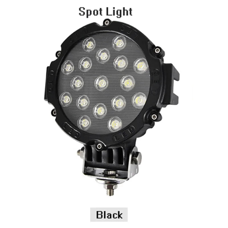 12V 51W Bright LED Light Off Road 4x4 Spotlight car Headlight Work Spot Lamp Automotive Car Accessories For Truck JEEP Hummer