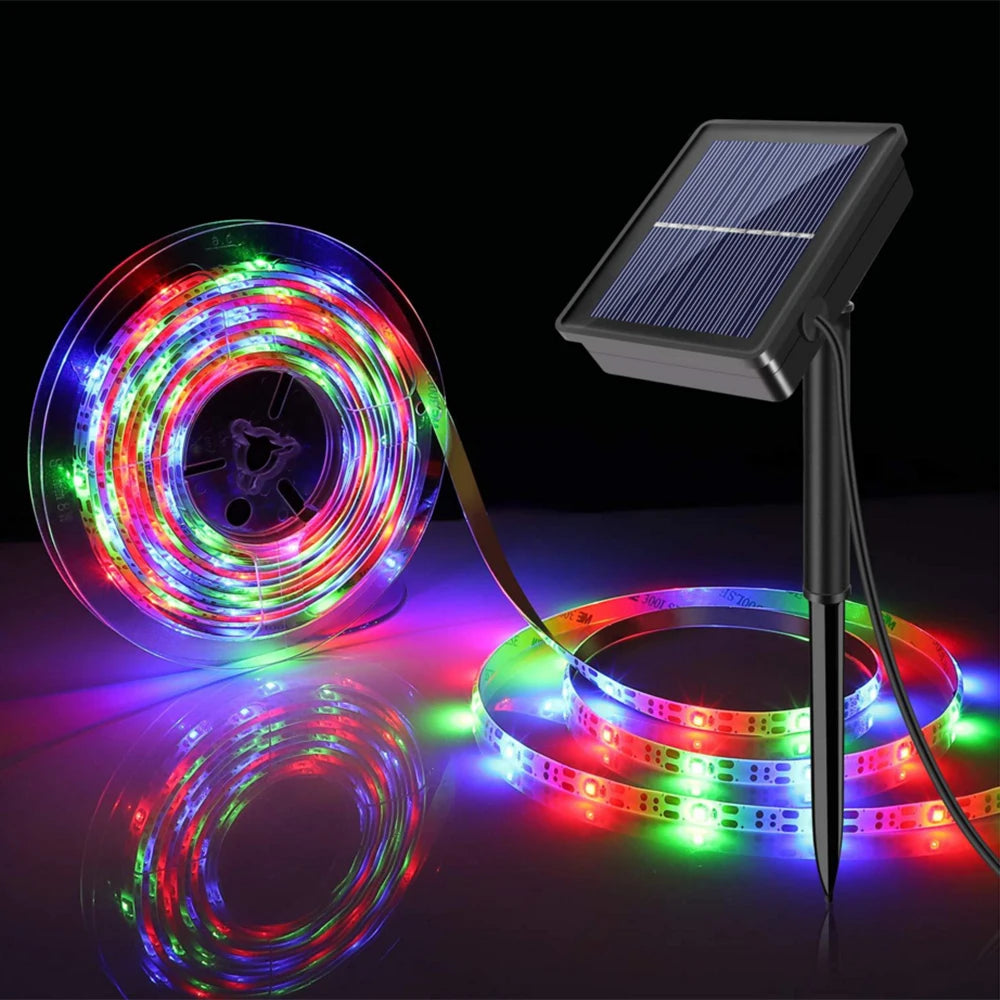 Solar Powered LED Strip IP65 Waterproof White/Red/Green/Blue/Pink Flexible Ribbon Rope LED Tape for Garden Decoration
