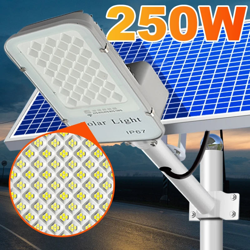 250W led solar light Outdoor garden Waterproof Solar street Light Dusk to Dawn with Remote Control IP65 solar wall lamp