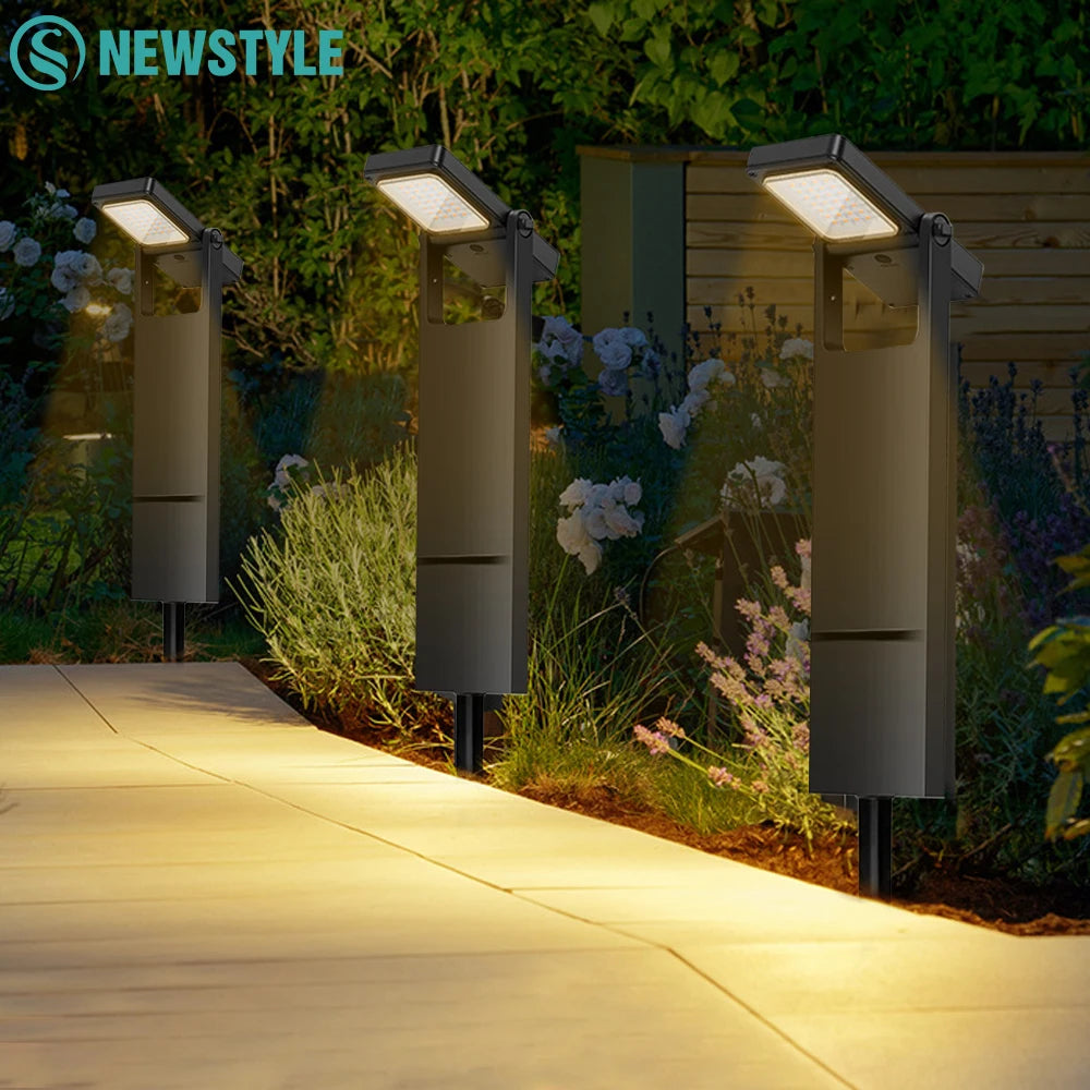 Solar Pathway Lights Outdoor Adjustable Head Solar Path Lights 4Modes 2200 MAh Waterproof  Solar Powered Landscape Light Garden