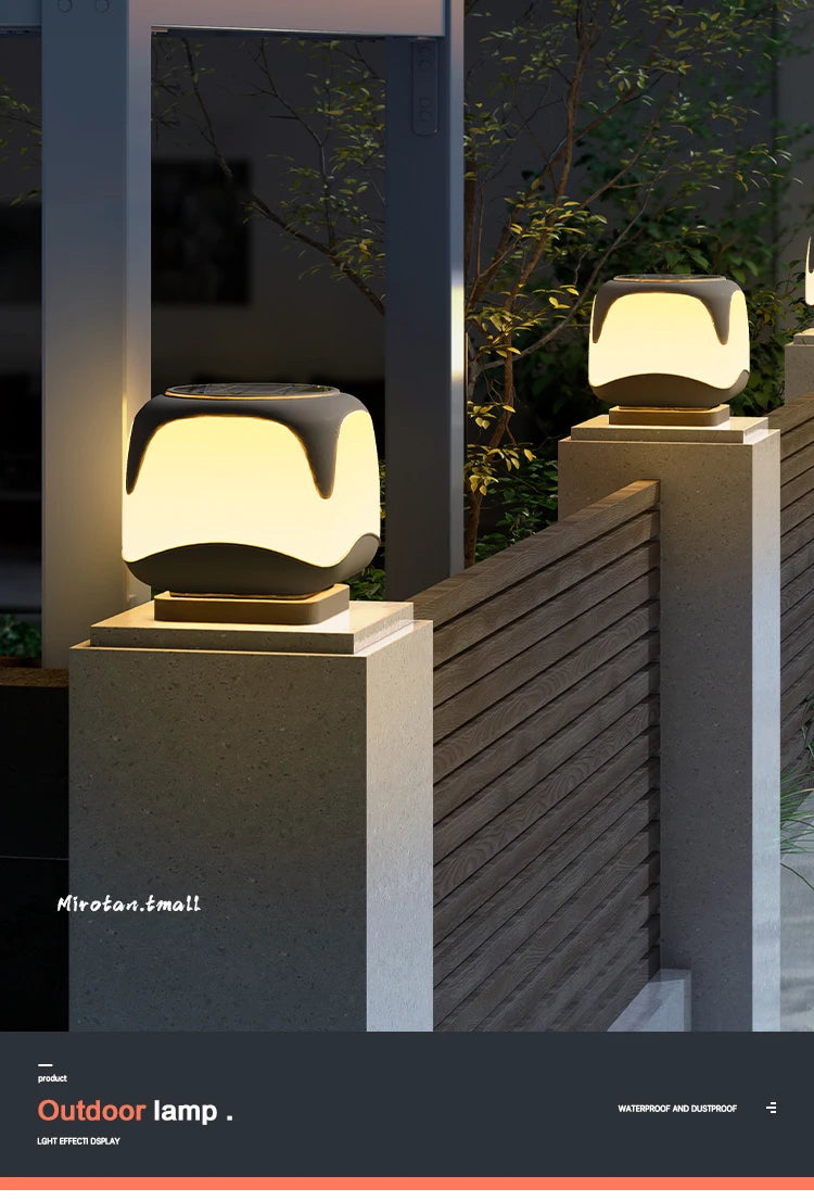 Solar Pillar Lights Outdoor Waterproof Lighting Solar Energy Doorpost Lamp LED Wall Lamp Home Decor Fence Villa Gate Garden Door