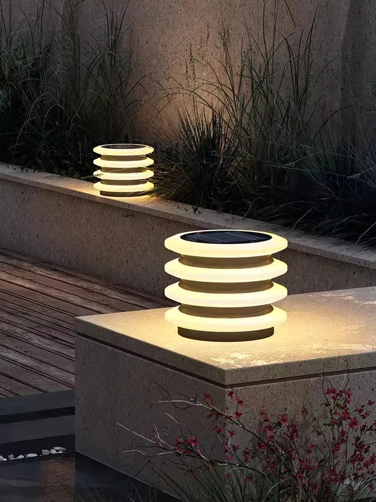 Waterproof Solar Wall Lawn Lamp Solar Column Head Light Outdoor Courtyard Door Pillar Lamp Outdoor Post Light Villa DoorLighting