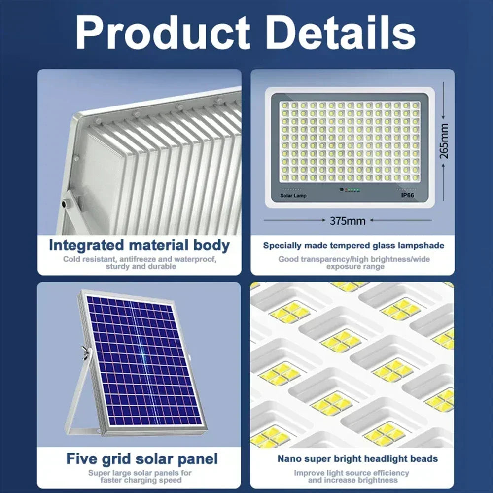 600LED Solar Street Light Super Bright Outdoor Waterproof Motion Sensor Garden Yard Decorative Lighting