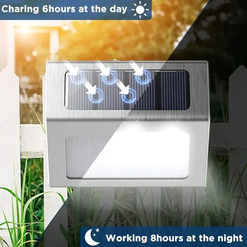 1/2/6PCS Solar Deck Lights 3LED Outdoor Staircase Lights Fence Lights Suitable for Garden Backyard Terrace Stairs