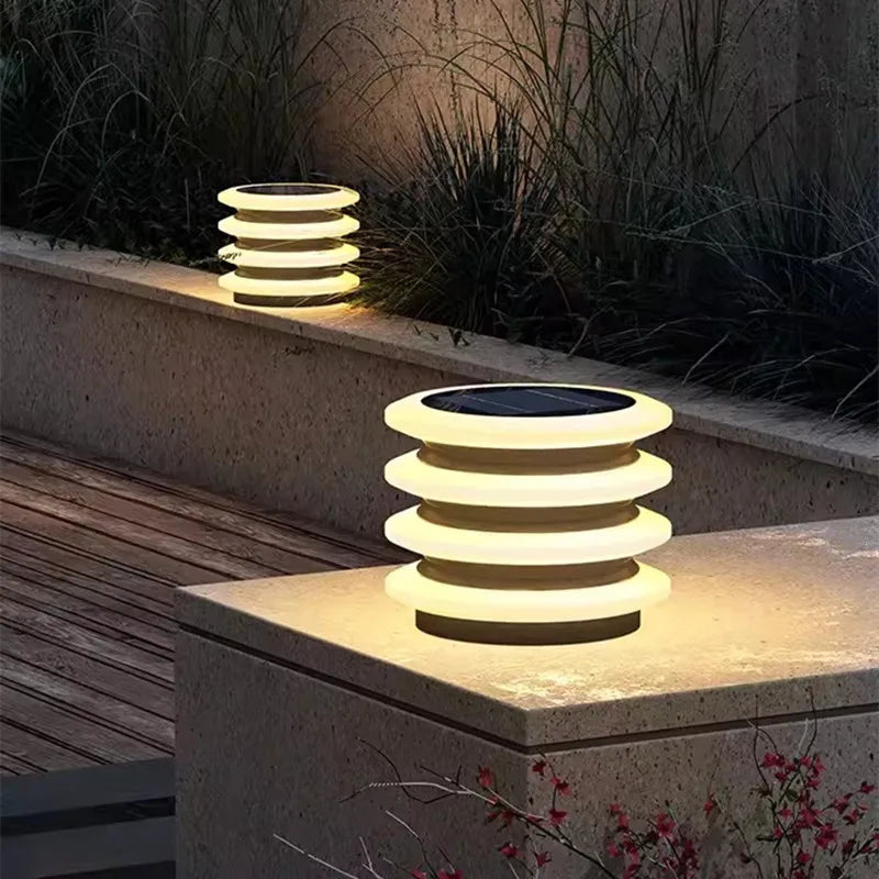 Waterproof Solar Wall Lawn Lamp Solar Column Head Light Outdoor Courtyard Door Pillar Lamp Outdoor Post Light Villa DoorLighting