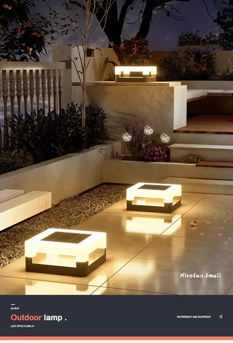 Outdoor Waterproof Solar Pillar Lights LED Wall Lamp Square Home Decor Solar Energy Super Bright Villa Lighting Door Gate Garden