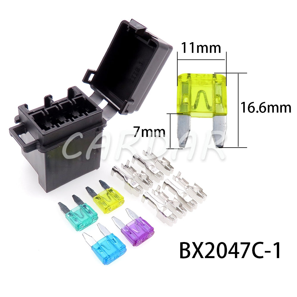 1 Set 4 Way BX2047C-1 BX2047C-2 Micro In-line InLine Fuse Holders Without Fuses Mini Blade Type Fuse Holder