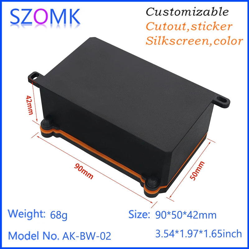 IP68 SZOMK Black Box Outdoor Waterproof Case Plastic Box Electronic Project Case Instrument Waterproof Junction Box Housing