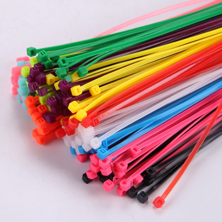 100pcs 3/4x100/150/200 Self Locking Nylon Cable TiesPlastic Zip Tie Wire Binding Wrap Straps DIY Cable Fasten Organiser Colorful