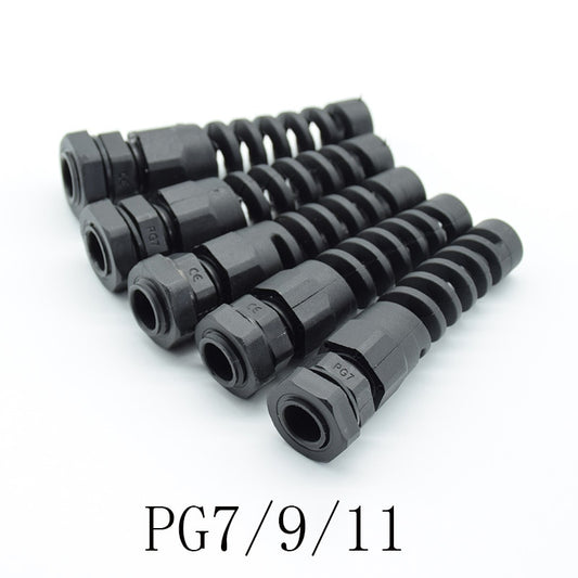 5pcs PG7/PG9/PG11 Cable Gland Connector Plastic Flex Spiral Strain Relief Protector For 3.5-6mm Wire Thread
