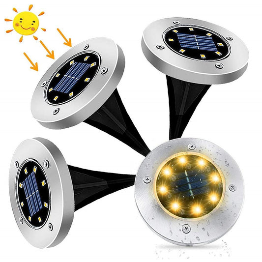 LED Sensor Solar Powered Outdoor in-Ground Lighting Waterproof Disk Buried Lamp Solar Garden Luz for Pathway Patio Lawn