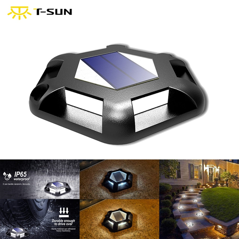Led Solar Ground Lights Garden Stair Deck Lights Waterproof In-Ground Lamp Driveway Pathway Yard Dock Road Markers Solar Stud