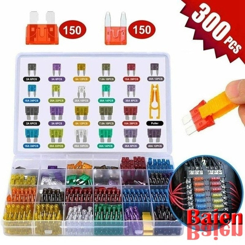 Automotive Blade Fuse Kits 120 300 800 1000pcs Containing an Assortment of 2A to 35A Blade