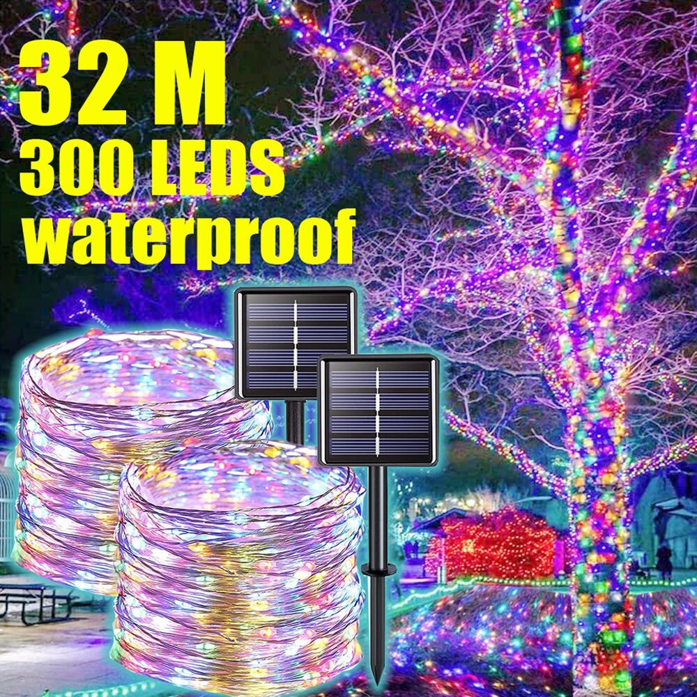 New Year Solar Lamp LED Outdoor 7M/12M/22M/32M String Lights Fairy Waterproof For Holiday Christmas Party Garlands Garden  Decor